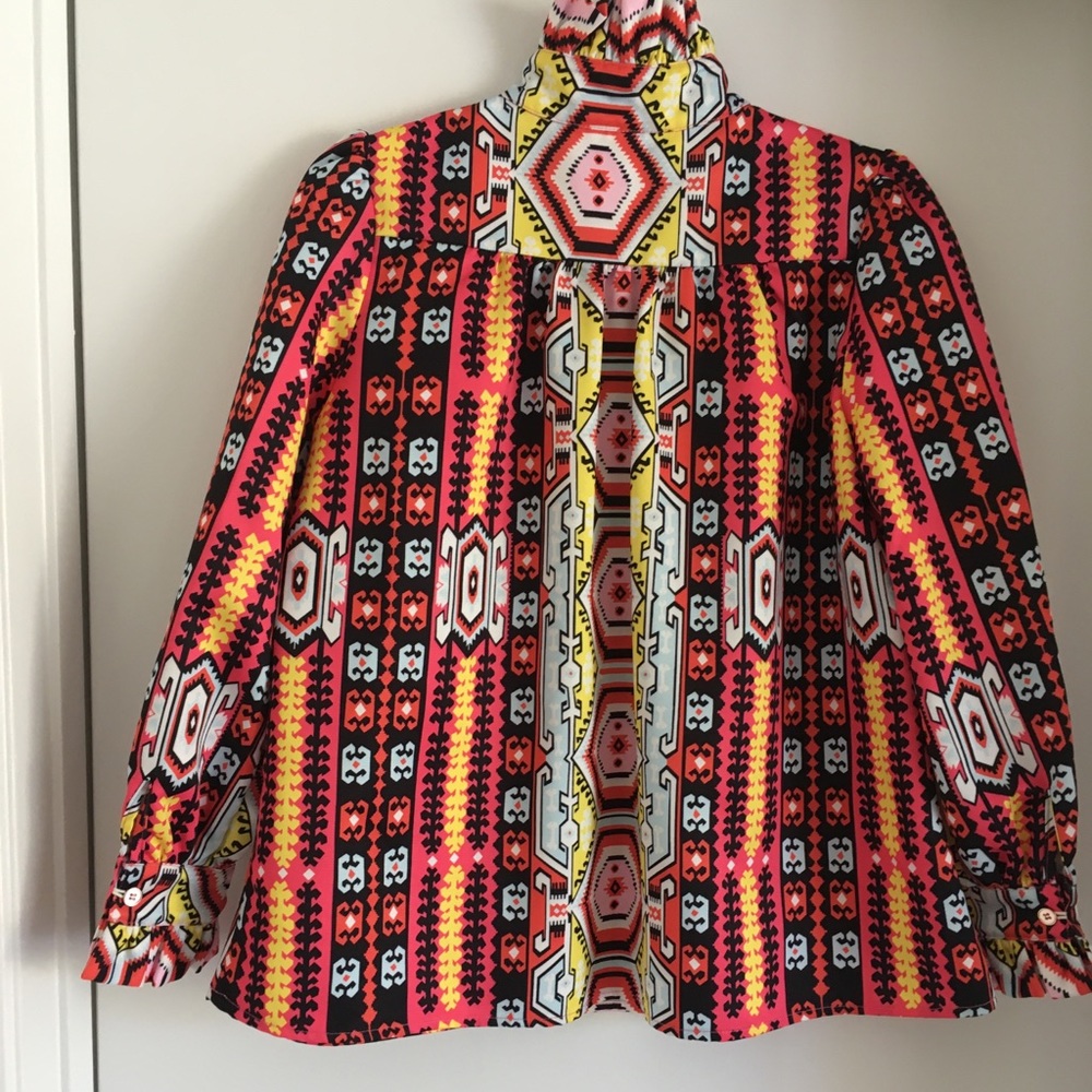 CK Bradley Kilim print ruffle neck blouse S - Picture 2 of 9